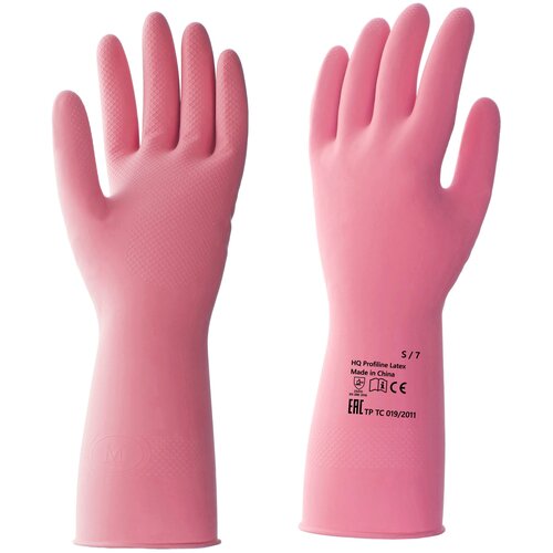 Перчатки латексные Hq Profiline сверхпрочные розовые размер 7 S, 1503051