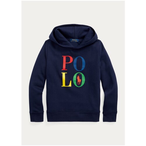 Худи Polo Ralph Lauren L 8-20 boys синее на флисе с цветным лого на груди Polo Logo Fleece Hoodie