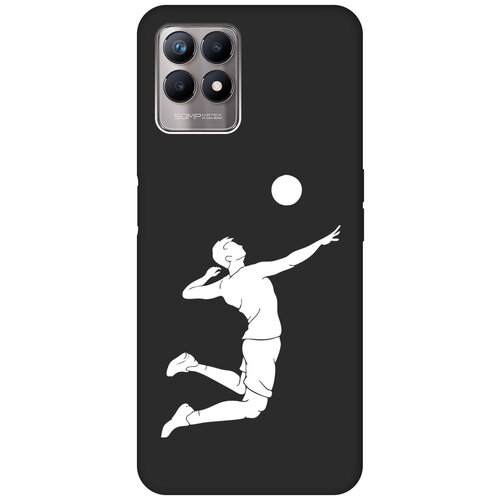 Матовый чехол Volleyball W для Realme 8i / Рилми 8 ай с 3D эффектом черный матовый чехол volleyball w для realme xt рилми хт с 3d эффектом черный