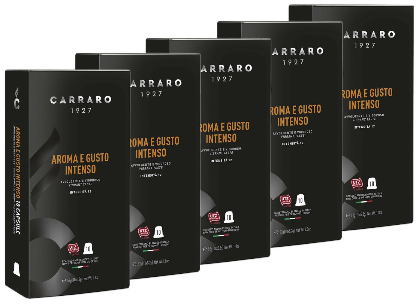 Кофе в капсулах Carraro Aroma E Gusto Intenso (Арома е Густо Интенсо), стандарта Nespresso, 5x10шт