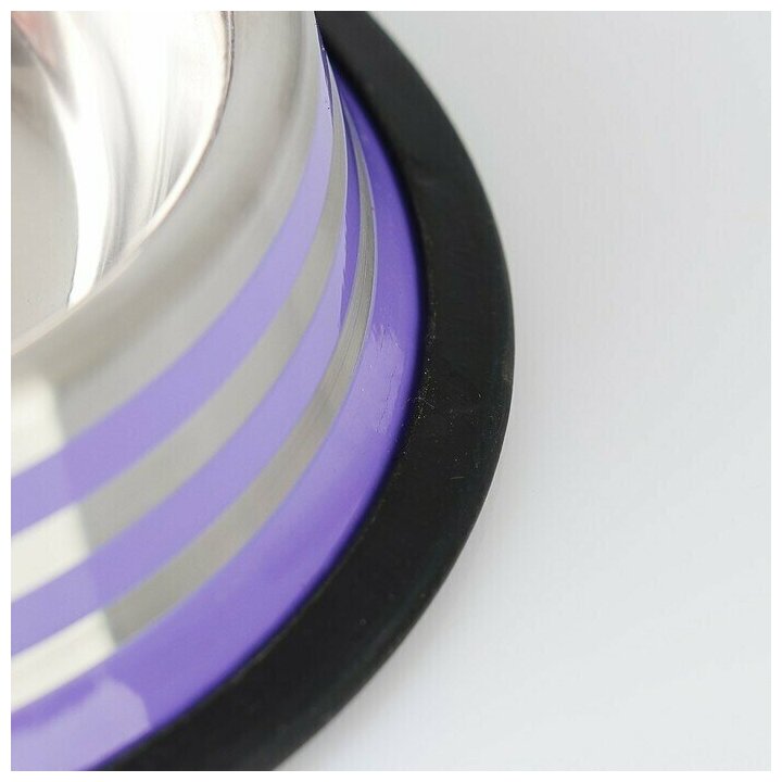 Пижон Миска с нескользящим основанием с цветными полосками, 470 мл, фиолетовая - фотография № 2
