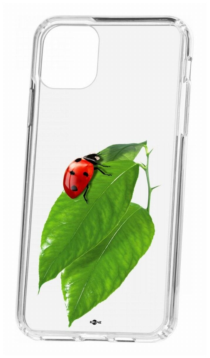 Чехол для iPhone 11 Pro Max Kruche Print Ladybug,противоударная пластиковая накладка с рисунком,защитный силиконовый бампер с принтом и защитой камеры