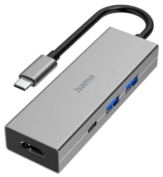Разветвитель USB-C Hama H-200107 4порт. серый (00200107)