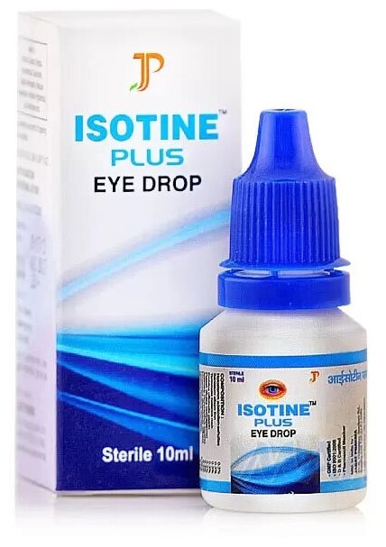 Капли для глаз Айсотин Плюс Джагат Фарма (Isotine Plus Eye Drop) при заболеваниях глаз при близорукости и дальнозоркости глаукоме 10 мл.