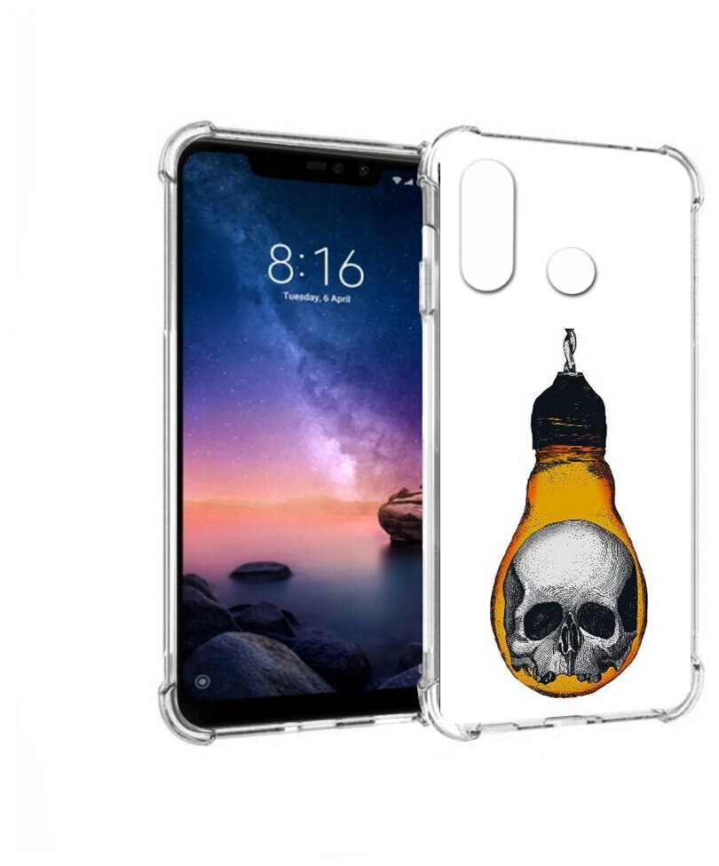 Чехол задняя-панель-накладка-бампер MyPads череп в лампочке для Xiaomi Redmi Note 6/Note 6 Pro противоударный