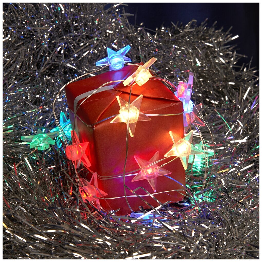 Гирлянда линейная Звездочки USB 20LED мульти IP 20 1.8м CL571