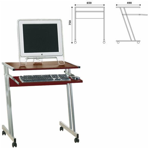 Стол компьютерный на металлокаркасе, 650х490х750 мм, ЛДСП, цвет 