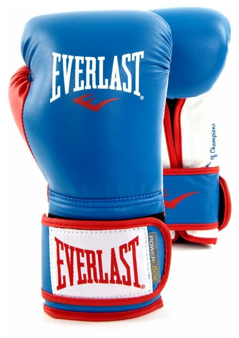 Боксерские перчатки тренировочные Everlast Powerlock PU - Синий/Красный (10 oz)