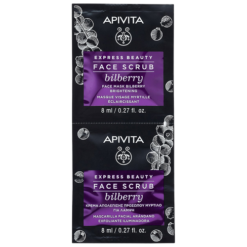 Apivita скраб для лица Express Beauty Face Scrub с черникой, 8 мл