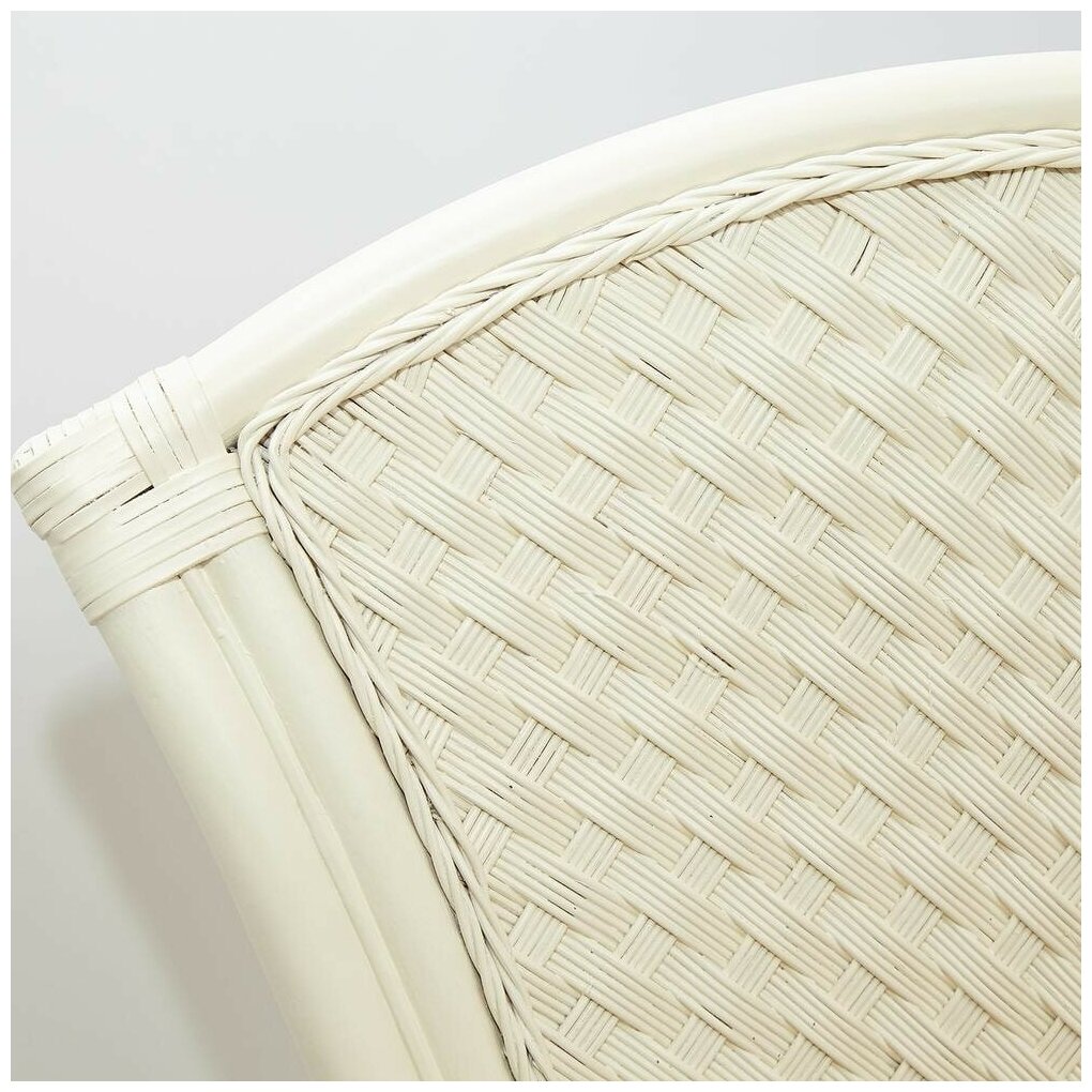 Комплект обеденный "ANDREA GRAND" (стол со стеклом+6 кресел+ подушки) (12 427) TetChair TCH White (белый), Ткань рубчик, цвет кремовый - фотография № 2