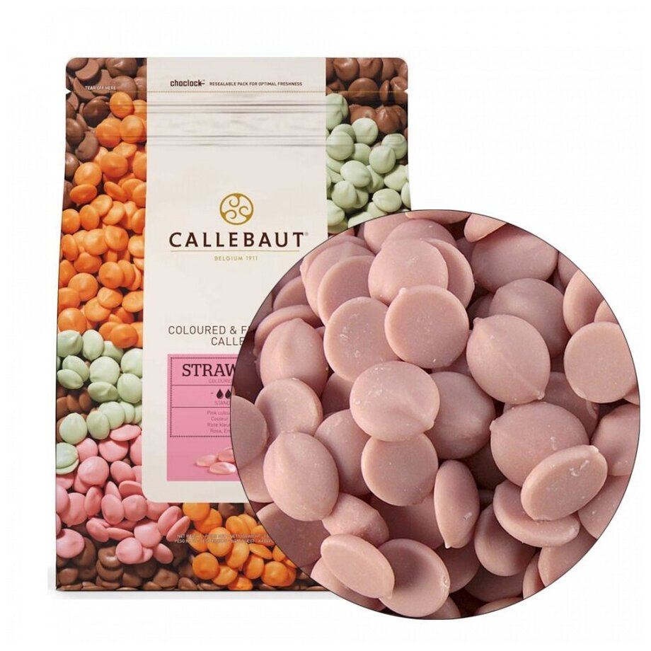 Шоколад Callebaut Strawberry розовый со вкусом клубники, 2,5 кг - фотография № 1