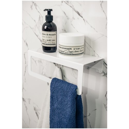 Полка для ванной с крючками, в ванную спальню прихожую для аксессуаров вещей в дом квартиру дачу 1шт