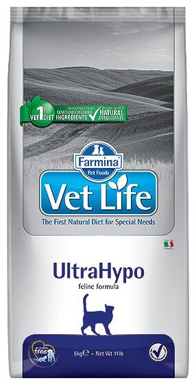 Корм Farmina Vet Life UltraHypo для кошек при пищевой аллергии и непереносимости с ярко выраженной гиперчувсвтельностью 400 г