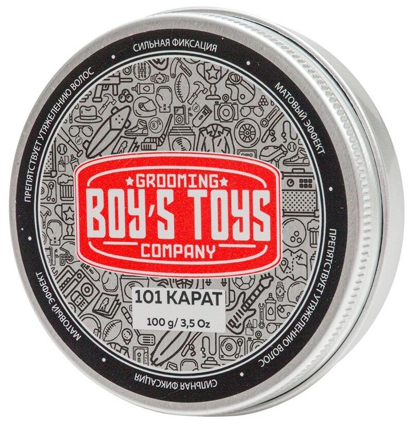 Паста BOYS TOYS для укладки волос высокой фиксации с низким уровнем блеска 101 Karat Strong Hold Matte Paste, 100 мл