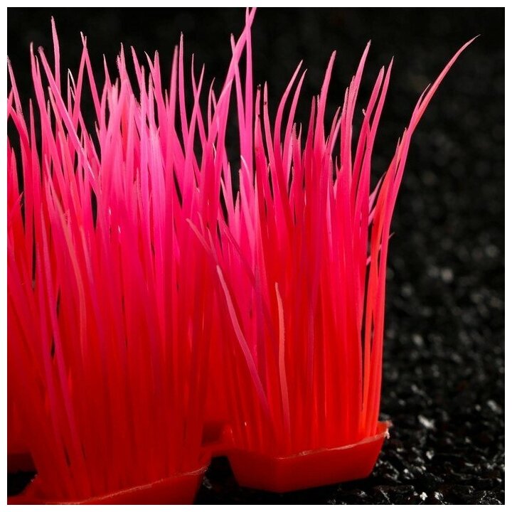 Растение искусственное аквариумное, светящееся, 9 см, красное