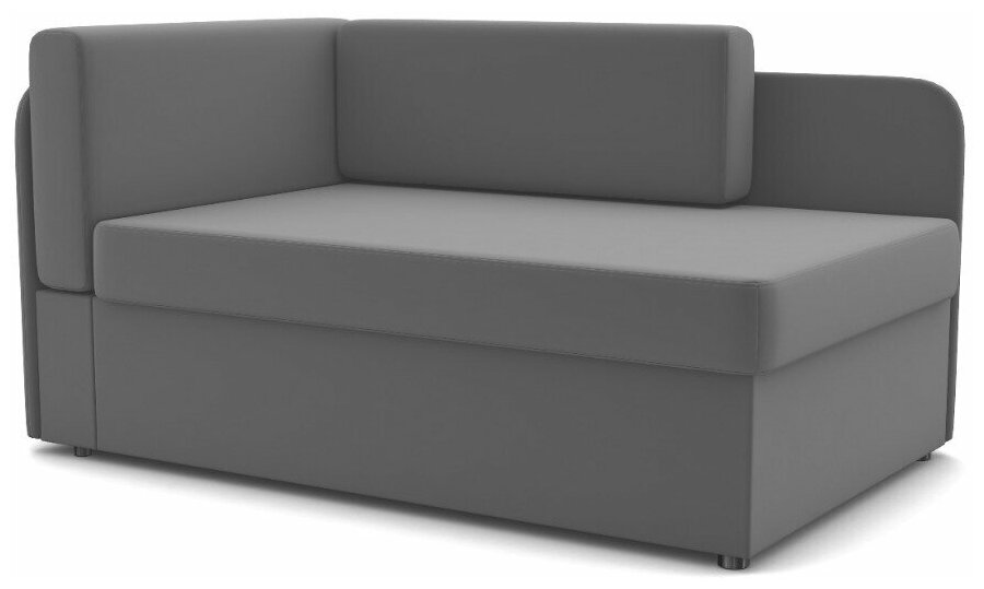 Малый диван "Компакт" левый фокус- мебельная фабрика 135х83х61 см велюр серый матовый