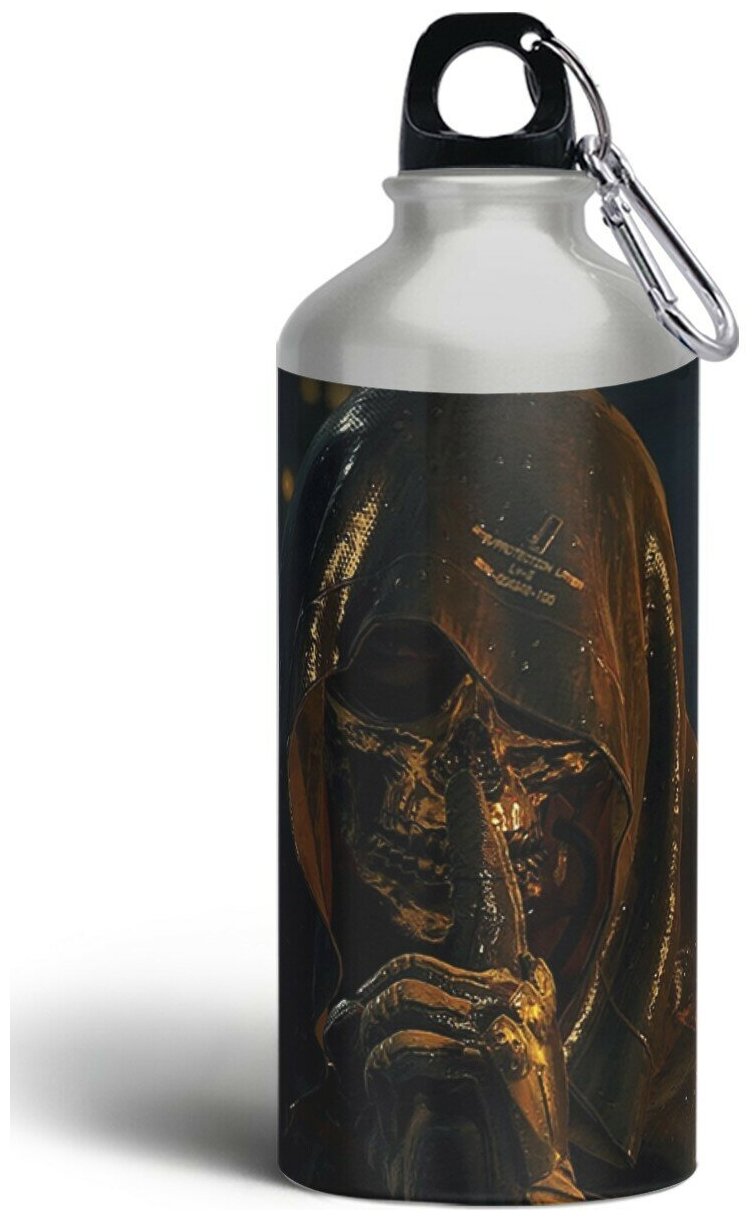 Бутылка спортивная,туристическая фляга, 500мл с карабином Death Stranding(Клифф Унгер,компьютерные игры,мадс миккельсен) - 503