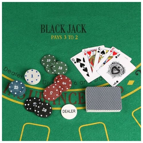 Покер, набор для игры (карты 54 шт, фишки 120 шт.), с номиналом, 15 х 15 см