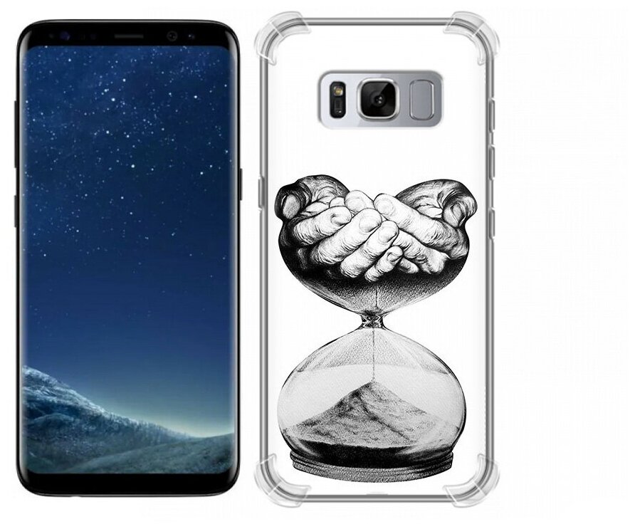 Чехол задняя-панель-накладка-бампер MyPads часы жизни черно белый для Samsung Galaxy S8 SM-G9500 противоударный