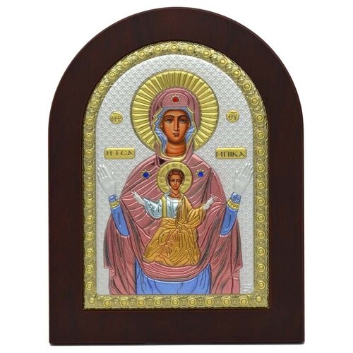 Знамение. Икона Божией Матери в серебряном окладе. знамение старинная писанная икона божией матери в окладе 28 х 32 х 7 см