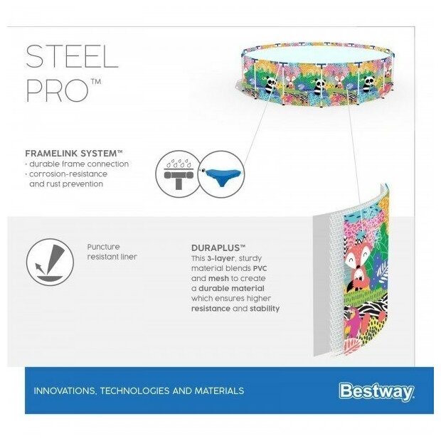 Бассейн каркасный прямоугольный Bestway Steel Pro 300x201x66 см 3300 л - фото №13