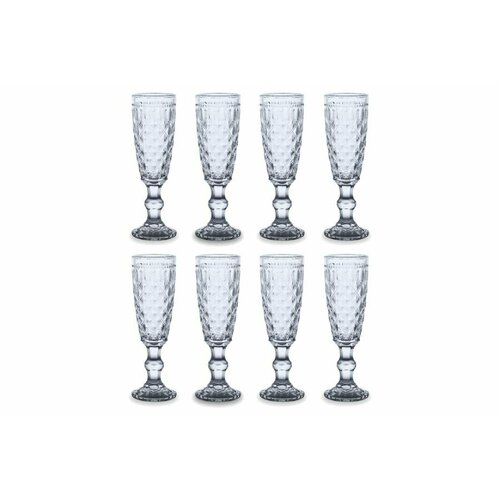 Набор бокалов для шампанского Dubai, голубой, 0,15 л, 8 шт (WD Lifestyle)