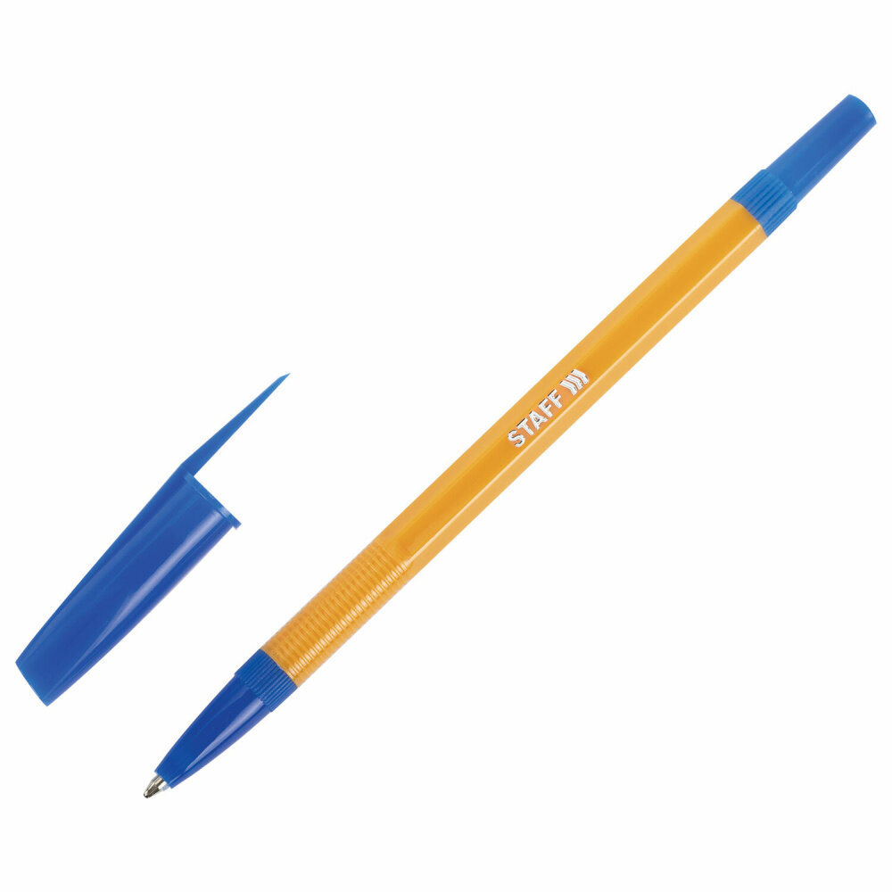 Ручка шариковая STAFF "Basic BP-03 Orange", синяя, корпус оранжевый, узел 1 мм, линия письма 0,5 мм, 143741 упаковка 100 шт.