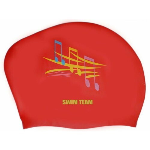 Шапочка для плавания для длинных волос SWIM TEAM ноты: KW-N (Красный)