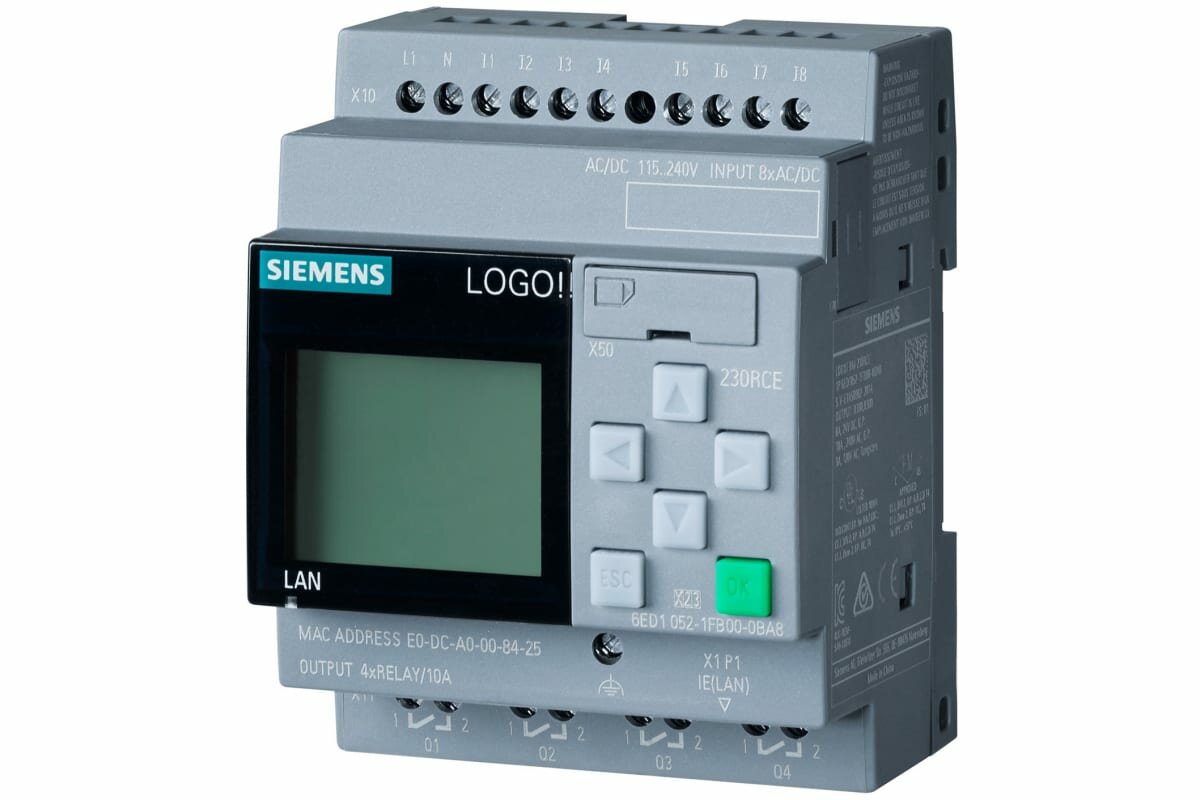 Siemens Микроконтроллер LOGO 230RCE, 115В-230В, 8DI 4DO, с дисплеем 6ED10521FB080BA1 6ED1052-1FB08-0BA1