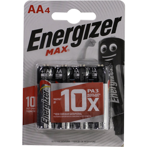 Батарейка AA щелочная Energizer MAX LR6 1.5V 4 шт