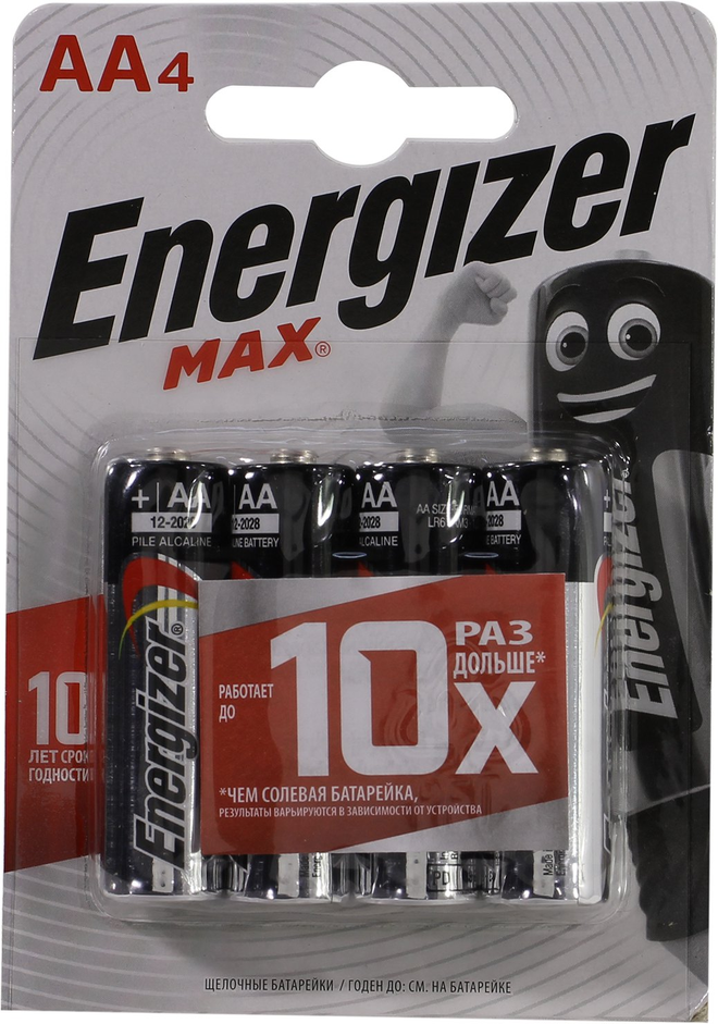 Батарейка AA щелочная Energizer MAX LR6 1.5V 4 шт