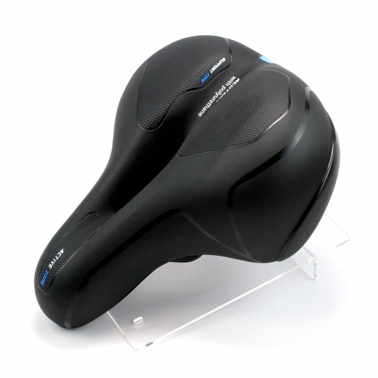 Седло велосипедное Energy Memory Foam, 250x210мм, c прорезью, черное — фото 1