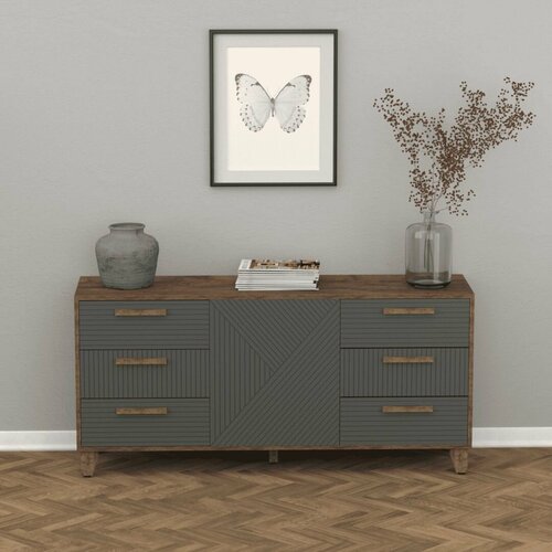 Комод Копенгаген ЛДСП Дуб Самдал МДФ Серый графит 19477₽