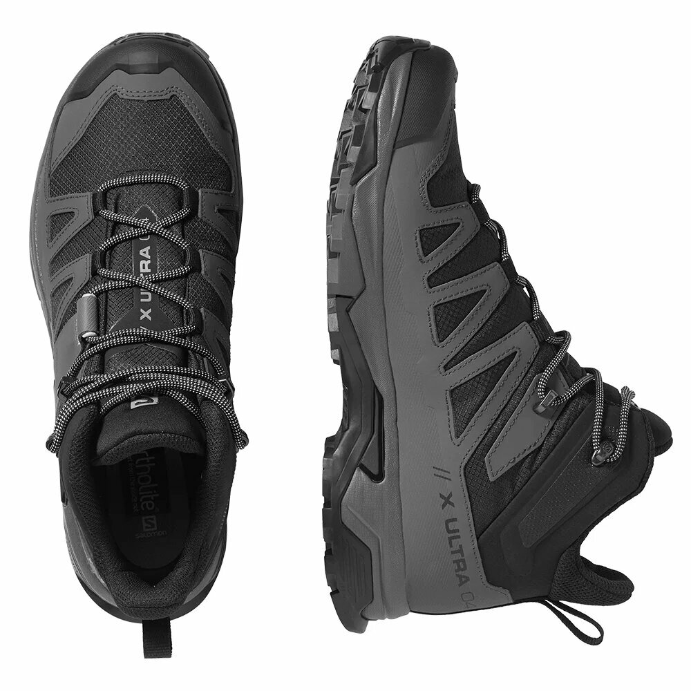 Ботинки хайкеры Salomon X ULTRA 4 MID WIDE GOR-TEX, размер UK 8; EUR 42; USA 8,5; 26,5 см (примерно на российский 40,5*), черный/серый — фото 1