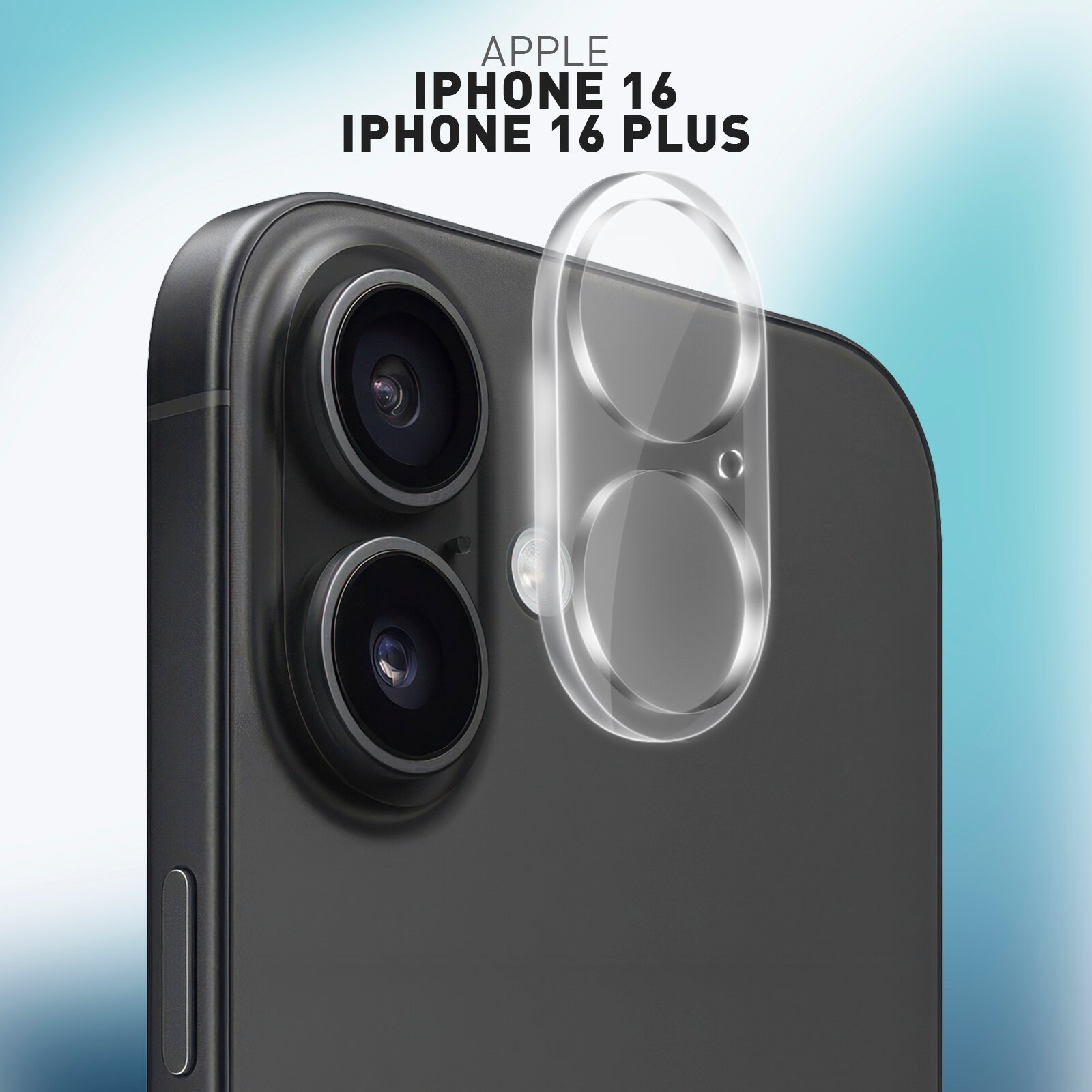 Защитное стекло на камеры Apple iPhone 16 и 16 Plus (Айфон 16 и 16 Плюс), прозрачное, бренд Rosco, 1 шт