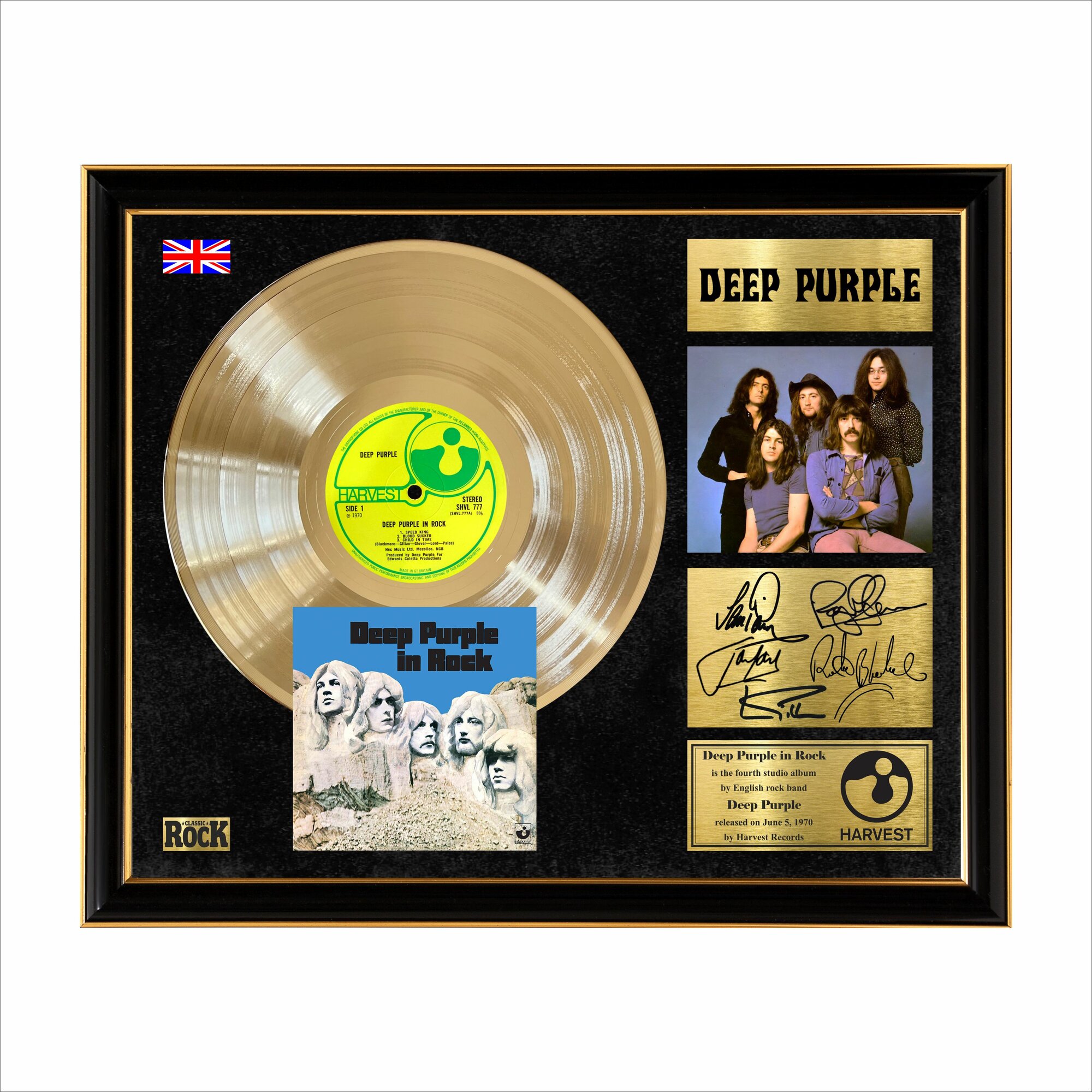 Картина в рамке с пластинкой Deep Purple