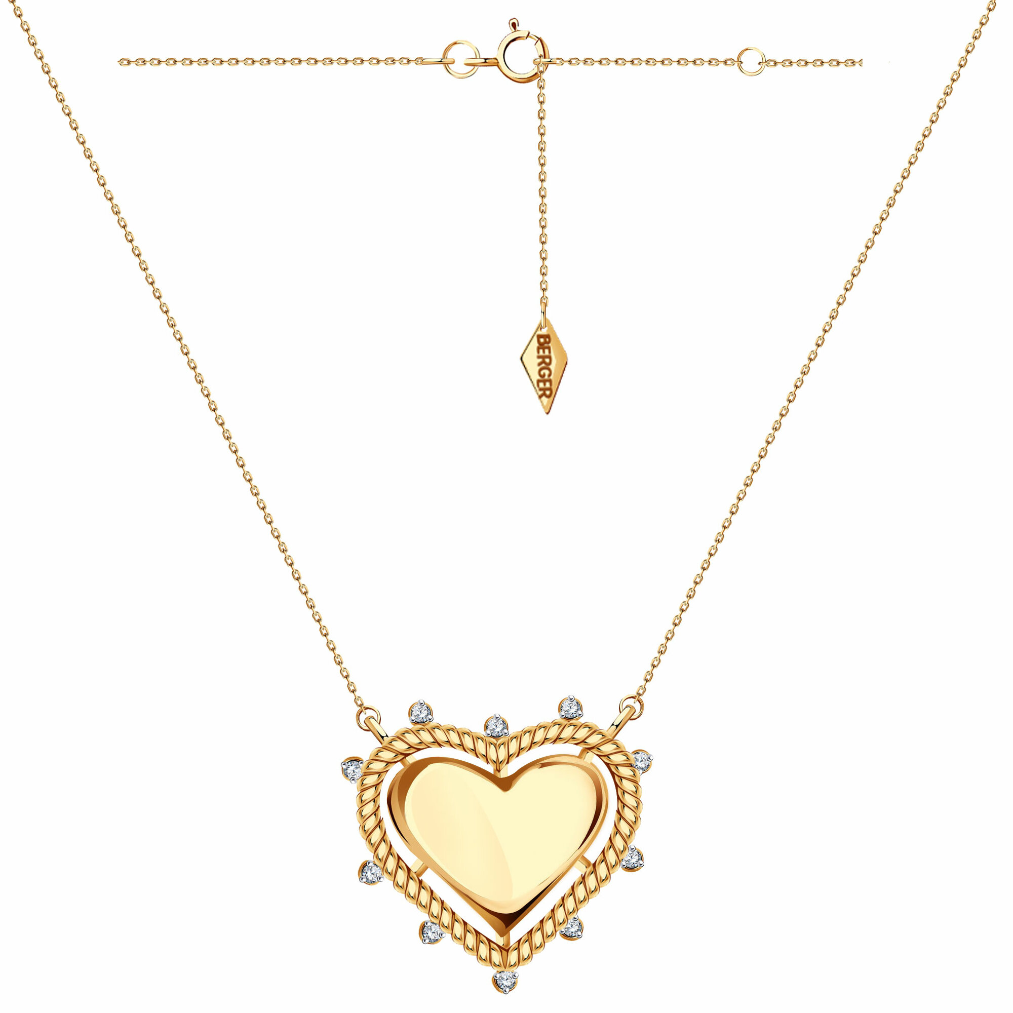 Колье Diamant online, красное золото, 585 проба, фианит