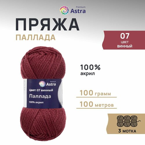 фото Пряжа astra premium 'паллада', 100 г, 100 м (100% акрил), 3 мотка
