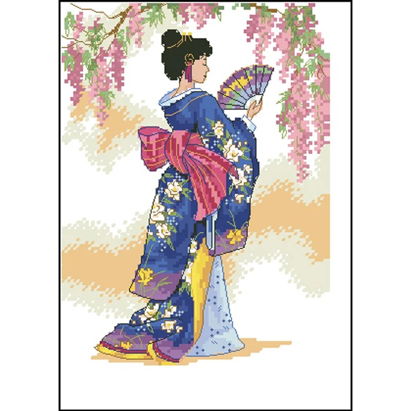 Набор для вышивки крестом Amishop Гейша, 14CT counted canvas