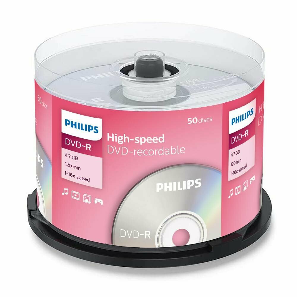 Диск DVD-R Philips 4.7 Gb 16x Bulk (50)