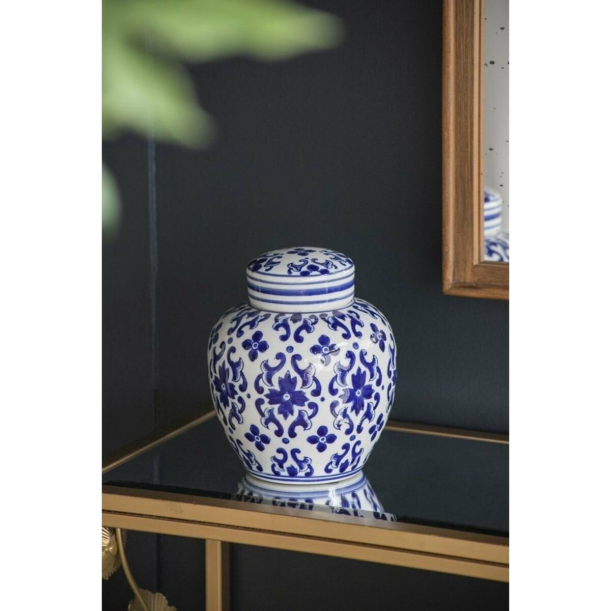 AV69765 Ваза настольная с крышкой 16x16x19см, Фарфор, синяя, Glasar