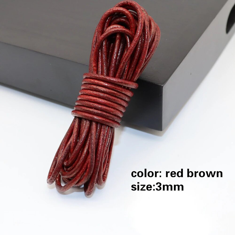 Кожаный шнур REGELIN 5 м 3 мм Красный, red brown 3mm