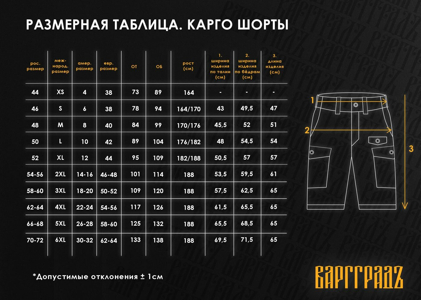 Шорты Карго Варгградъ мужские «Хаки» Рипстоп (2XL) — фото 1