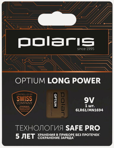 Изображение товара Батарейка Polaris PB 9V (6LR61) (1 шт) Optium бронзовый