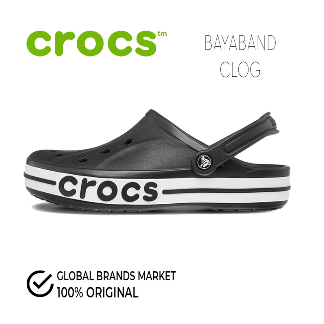 Сабо Crocs Bayaband Clog, размер 41-42 EU, черный/белый