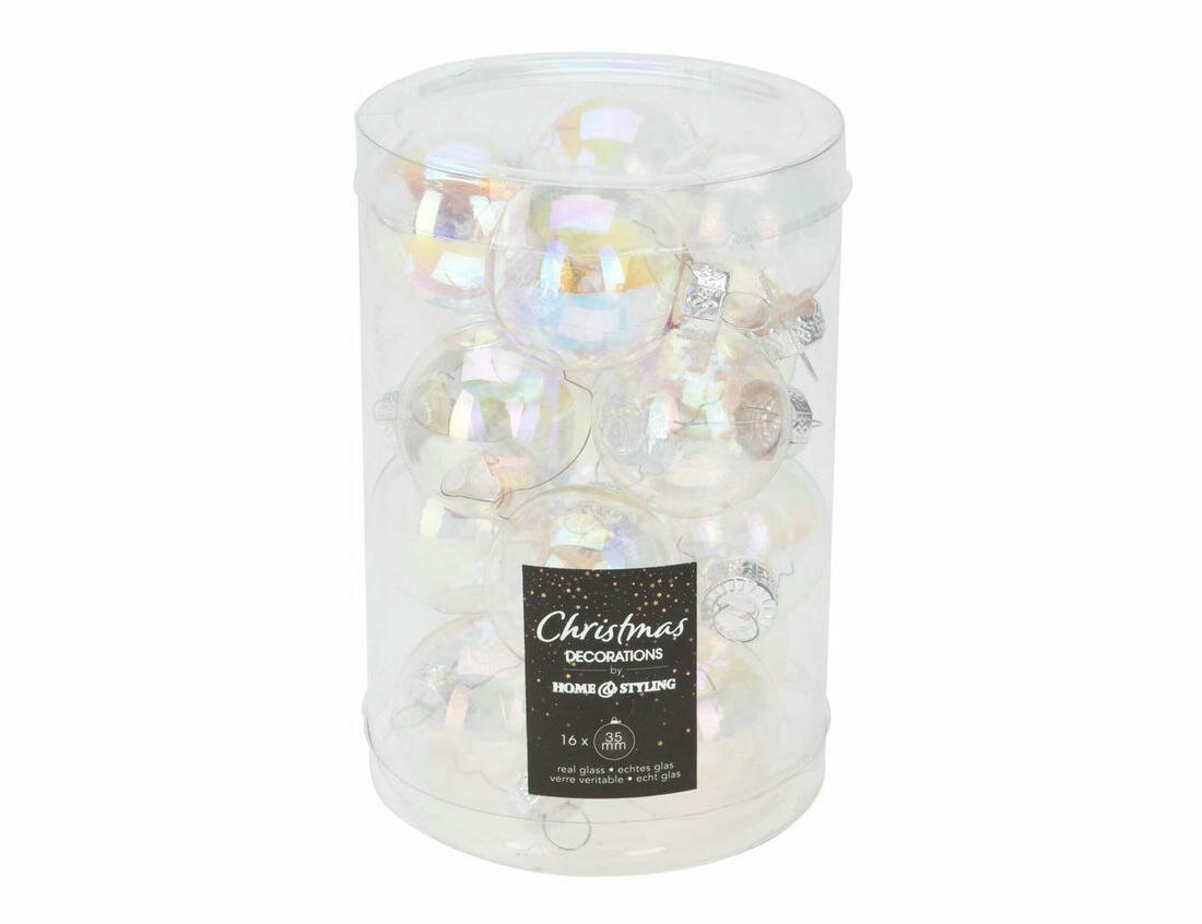 Набор ёлочных шаров, стекло, перламутр, матовые и глянцевые, 35 мм, 16 шт, Koopman International