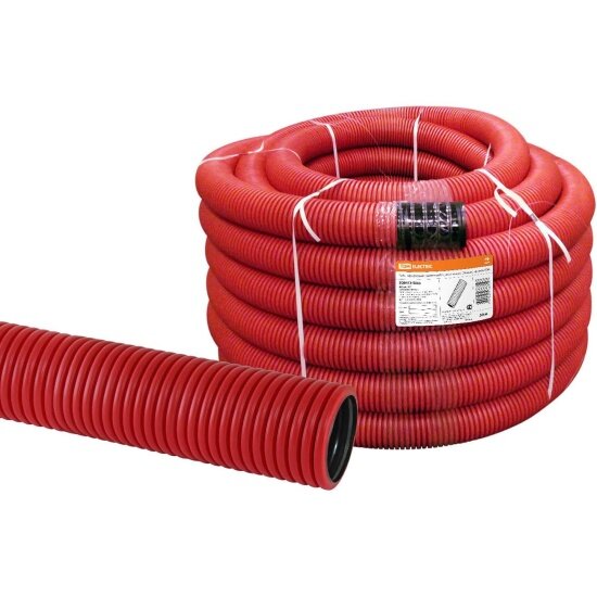 Труба гофрированная Tdm Electric двустенная ПНД d 63 с зондом (50 м/уп.) красная SQ0413-5063