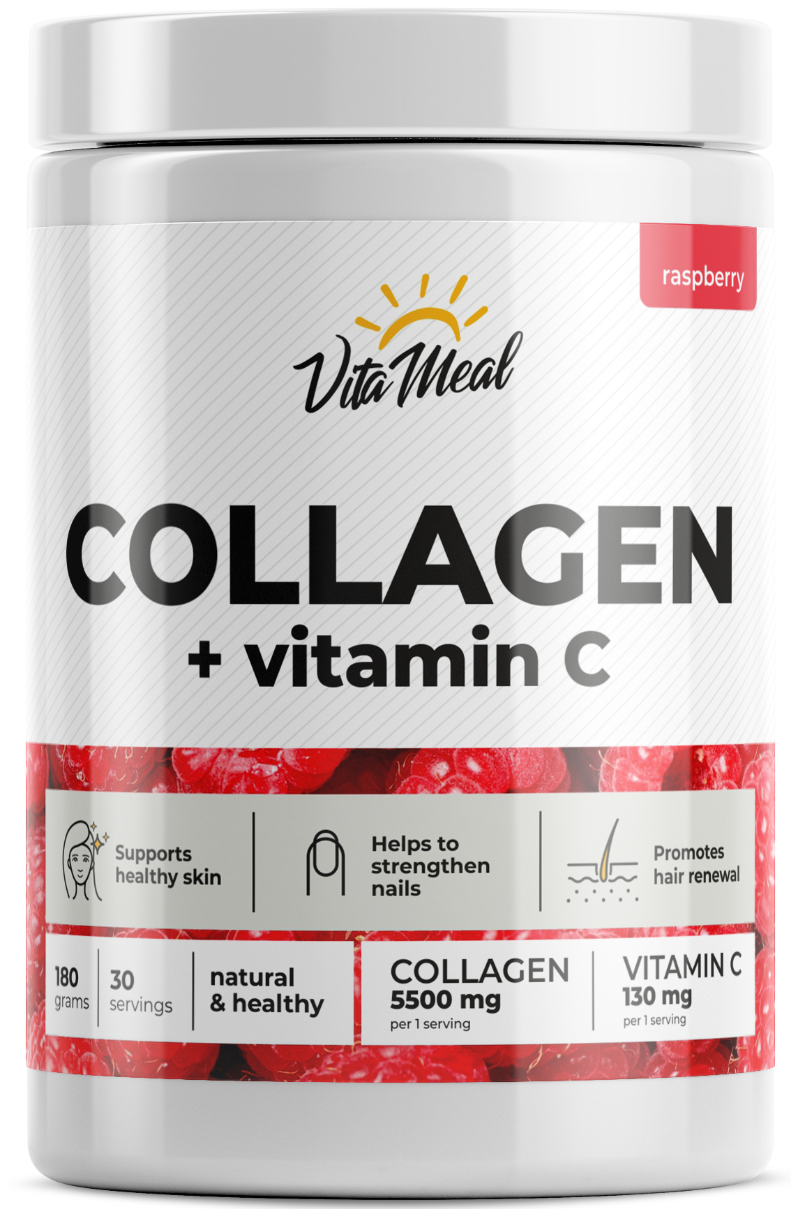 Коллаген + Витамин Ц VitaMeal Collagen + vitamin C 180 г Малина
