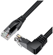 GCR Патч-корд 7.5m UTP кат.5e, черный, нижний угол, литой, ethernet high speed, RJ45, T568B