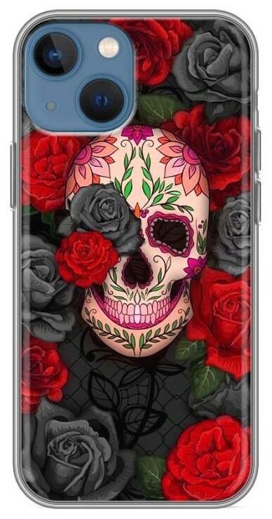 Дизайнерский силиконовый чехол для Айфон 13 мини / Iphone 13 Mini Яркие черепа